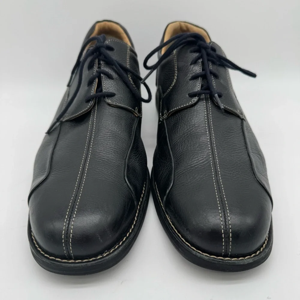 Johnston & Murphy Shuler Black Leather Bicycle Toe Derby Shoe Size 13 M